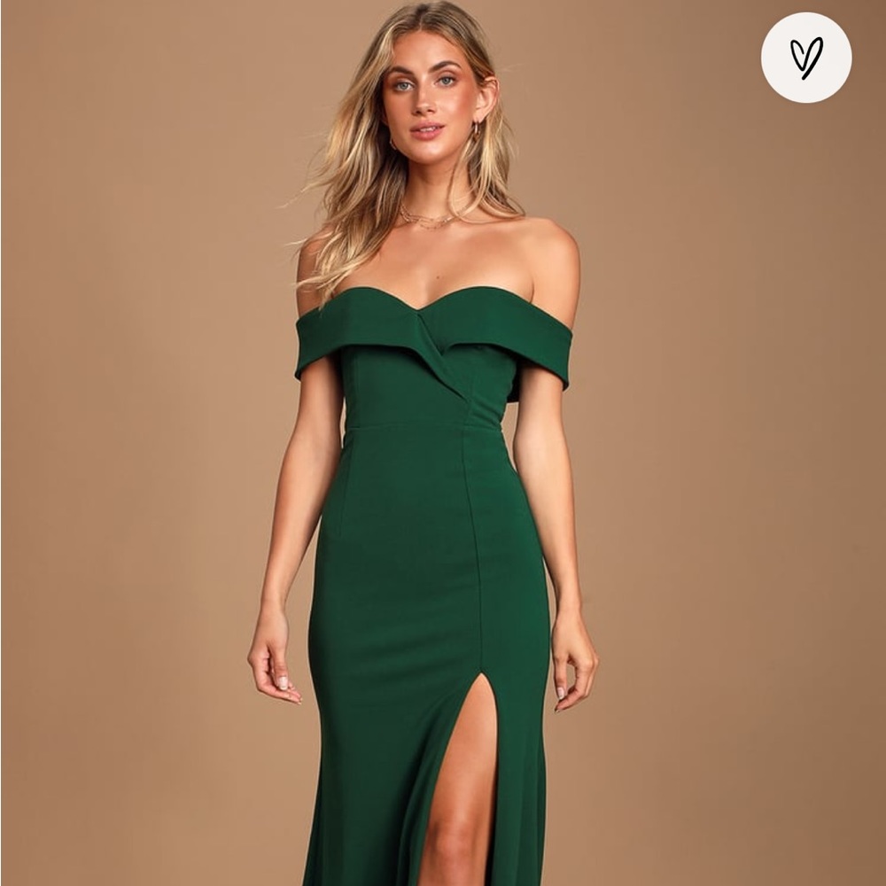 Women’s Lulu Song of Love Hunter Green Off the Shoulder Maxi Dress